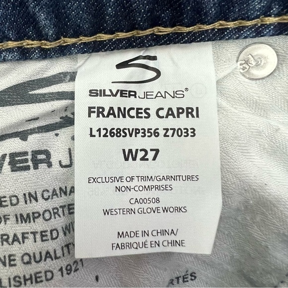 Silver Women’s Blue Jean FRANCES Capris Sz 27 (3/4) Distressed Pockets - Picture 7 of 14